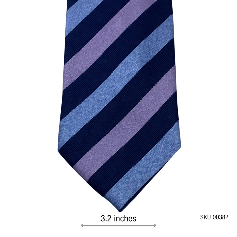 Men's Diagonal Pattern Blue & Lavender Striped Tie
