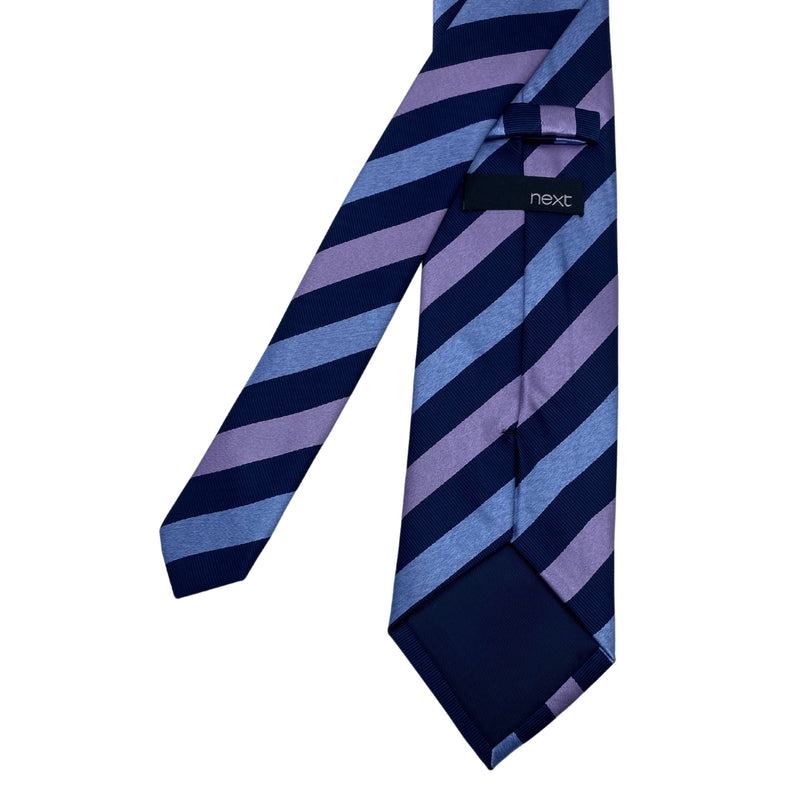 Men's Diagonal Pattern Blue & Lavender Striped Tie