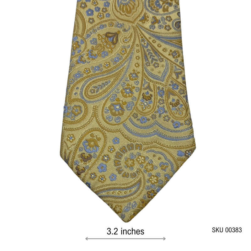 Men's Gold Elegant Floral Pattern Paisley Tie