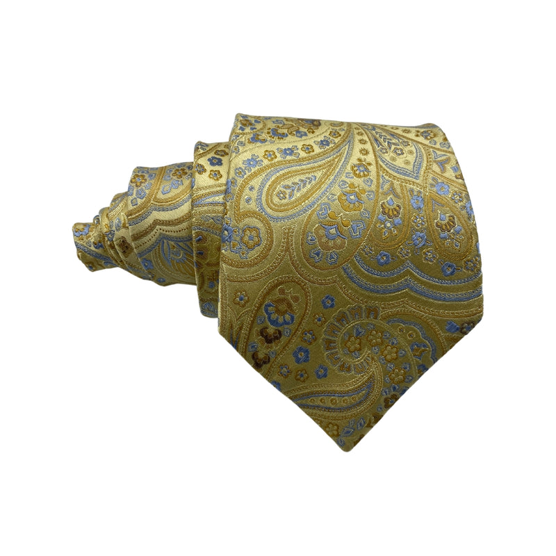 Men's Gold Elegant Floral Pattern Paisley Tie