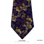 Men's Gold & Maroon Botanical Pattern Navy Floral Tie