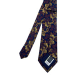 Men's Gold & Maroon Botanical Pattern Navy Floral Tie