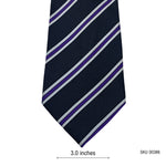 Men's Purple & Gray Diagonal Pattern Navy Striped Tie