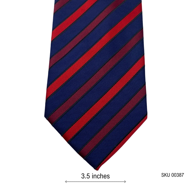 Men's Navy, Red & Purple Diagonal Pattern Striped Tie