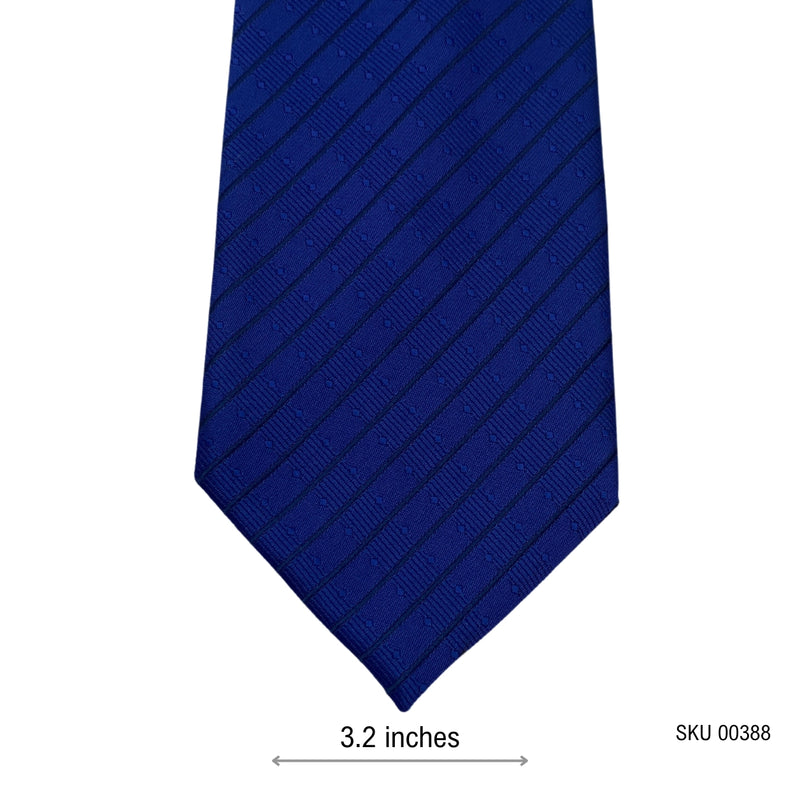 Men's Blue Striped Tie Diagonal Pattern with Subtle Dot Detailing