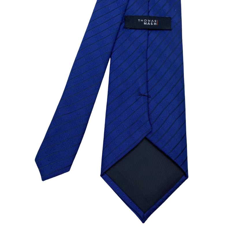 Men's Blue Striped Tie Diagonal Pattern with Subtle Dot Detailing
