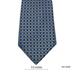 Men's Yellow Rectangle Pattern Blue Geometric Tie