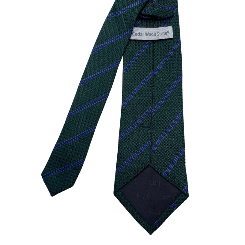 Men's Green Striped Textured Diagonal Pattern Tie