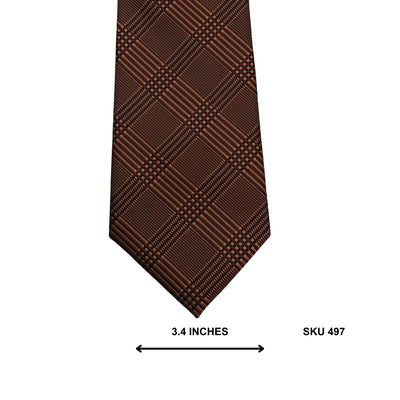 Chocolate Brown Layered Check Microfiber Tie by Alvaro Castagnino