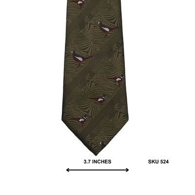 Olive Green Bird Novelty Tie by Bisley