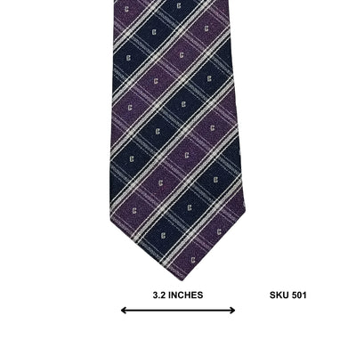Purple & Navy Motif Check Microfiber Tie by Brentwood