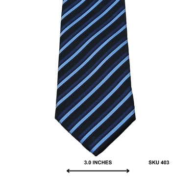 Carabou Navy Blue Striped Polyester Men's Tie – Business Tie for Men