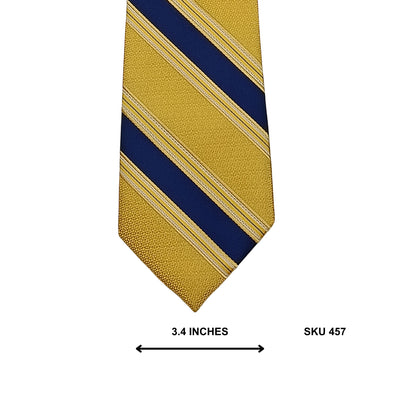 Dibangu Golden Yellow & Navy Striped Silk Imported Ties Pakistan