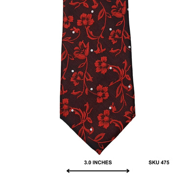 Black & Red Floral Vine Microfiber Tie by Double Two
