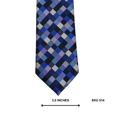 Blue & Silver Diamond Mosaic Tie by Double Two