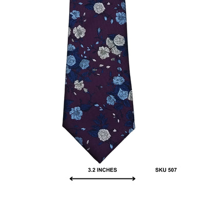 Plum Purple & Blue Scattered Floral Tie by Fellini