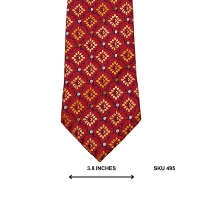 Deep Red Floral Rosette Silk Broad Ties by FiloD'oro | Imported Ties Pakistan