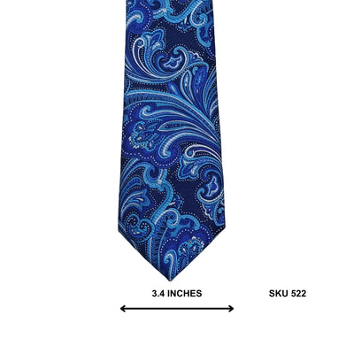 Blue & Turquoise Sweeping Paisley Microfiber Tie by Hisdern