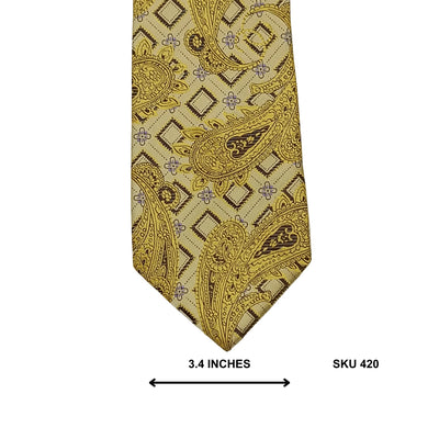 Hisdern Gold Geometric Microfiber Men's Tie – Formal Tie for Professionals