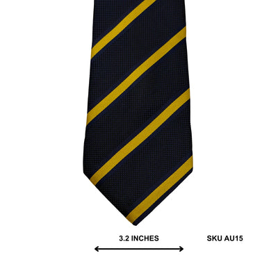Hisdern Navy Blue Gold Striped Microfiber Men's Tie – Premium Imported Tie Pakistan