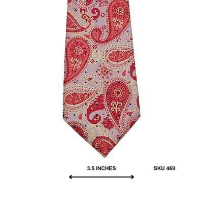 Hisdern Taupe Red & Rose Paisley Microfiber Tie