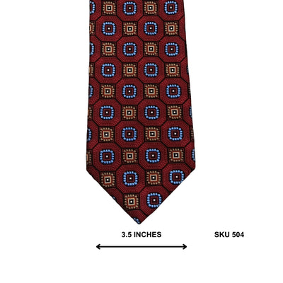 Burgundy Blue & Gold Geometric Silk Tie by Jos. A. Bank | Imported Ties Pakistan