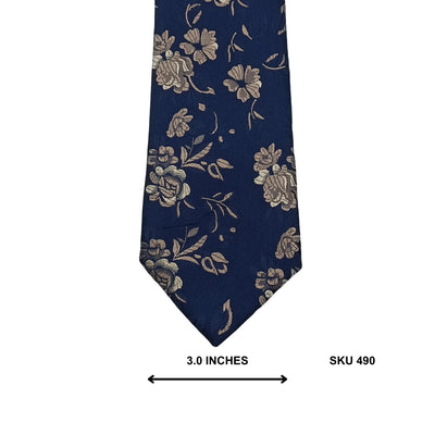 Navy & Taupe Floral Spray Tie by Kensington
