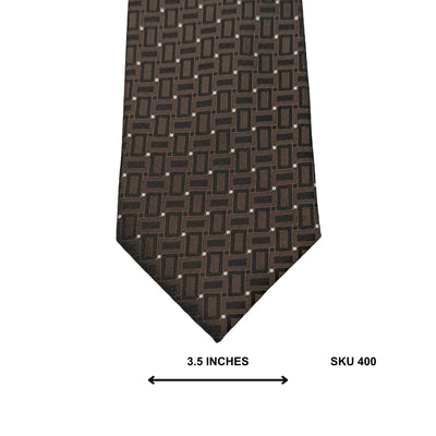 Lanogold Brown Geometric Men's Tie – Premium Tie Pakistan