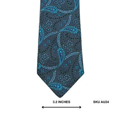 Marks & Spencer Autograph Dark Teal Floral Paisley Silk Imported Ties Pakistan