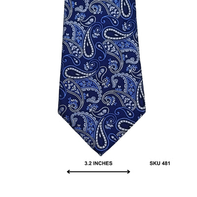 Navy Blue & Silver Paisley Silk Tie by Marks & Spencer | Imported Ties Pakistan