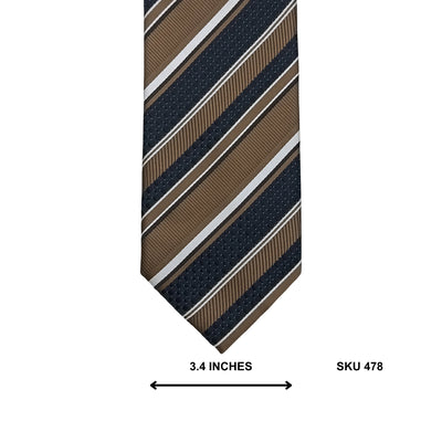 Bronze Brown & Navy Textured Striped Tie by Montagu