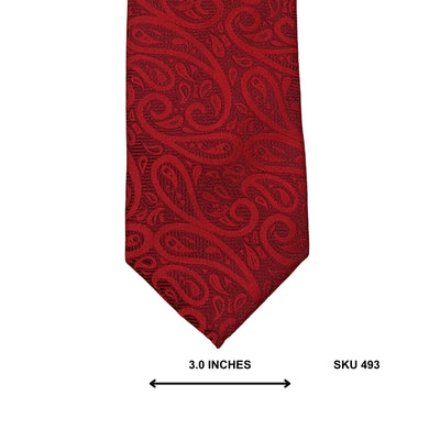 Deep Red Tonal Paisley Microfiber Tie by Montagu