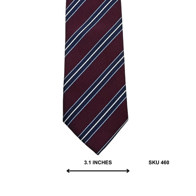 Next Burgundy Navy & Pale Blue Bordered Stripe Necktie