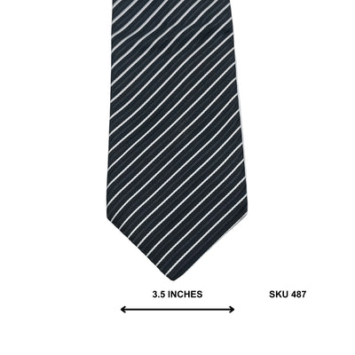 Charcoal & Silver Fine Striped Business Tie by Next