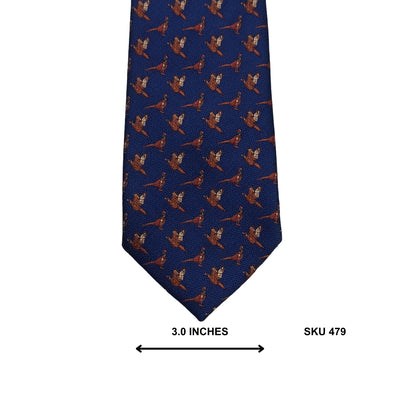 Navy Blue & Rust Bird Print Novelty Tie by Next