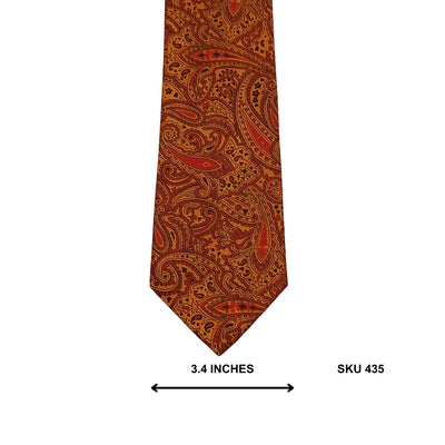 Orange Gold Paisley Silk Tie