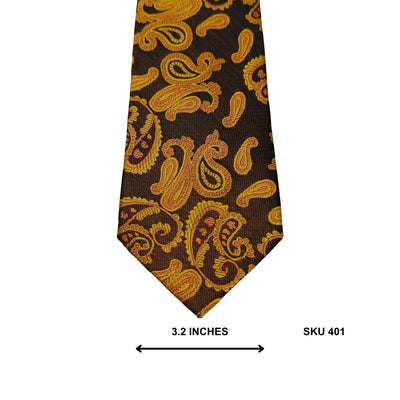 Shemoy Gold Brown Paisley Men's Tie – Designer Necktie Pakistan