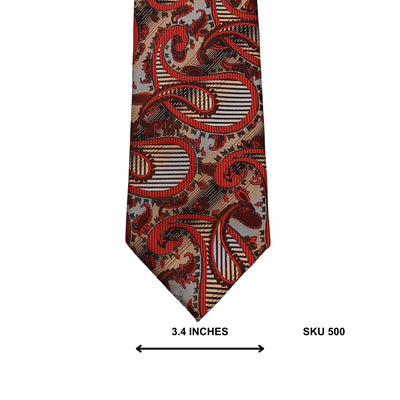 Red & Brown Striped Paisley Tie by Sparks