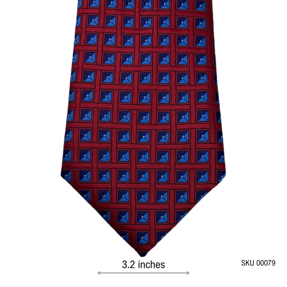 Charlton Gray Bold Red Blue Geometric Pattern Men's Tie