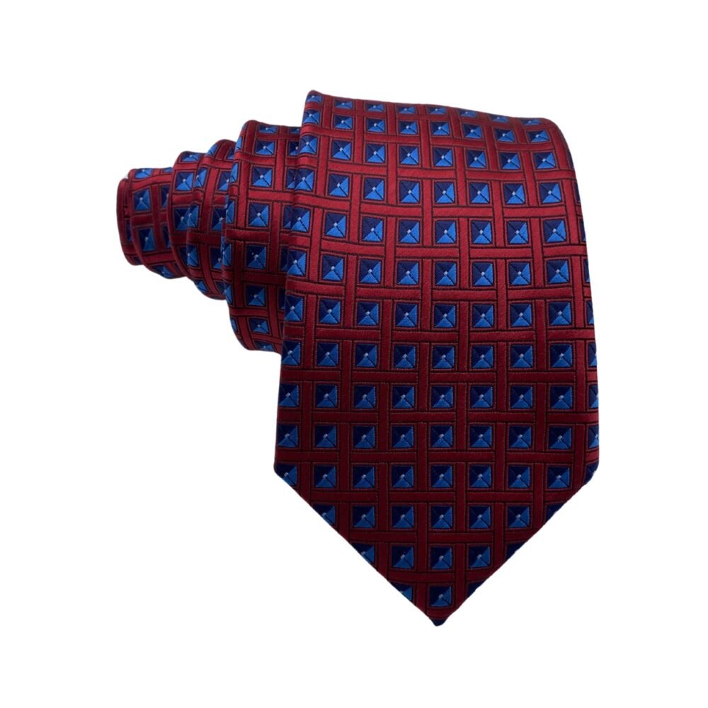 Charlton Gray Bold Red Blue Geometric Pattern Men's Tie