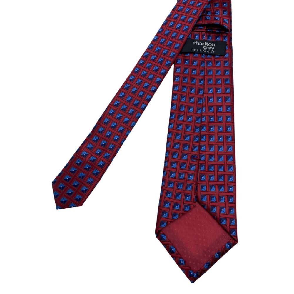 Charlton Gray Bold Red Blue Geometric Pattern Men's Tie