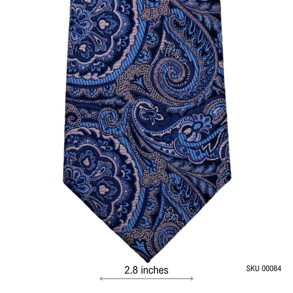 Edgy Blue Paisley Pattern Men's Tie by Fellini