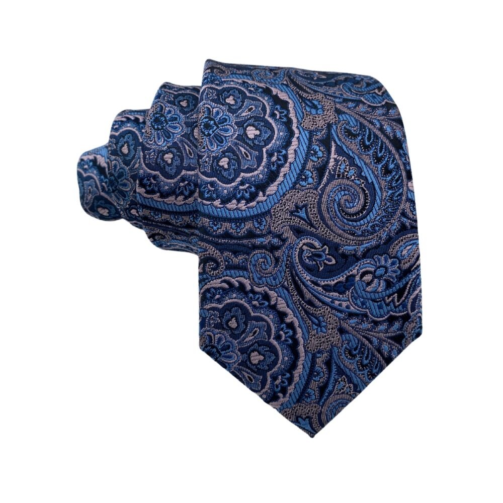 Edgy Blue Paisley Pattern Men's Tie by Fellini