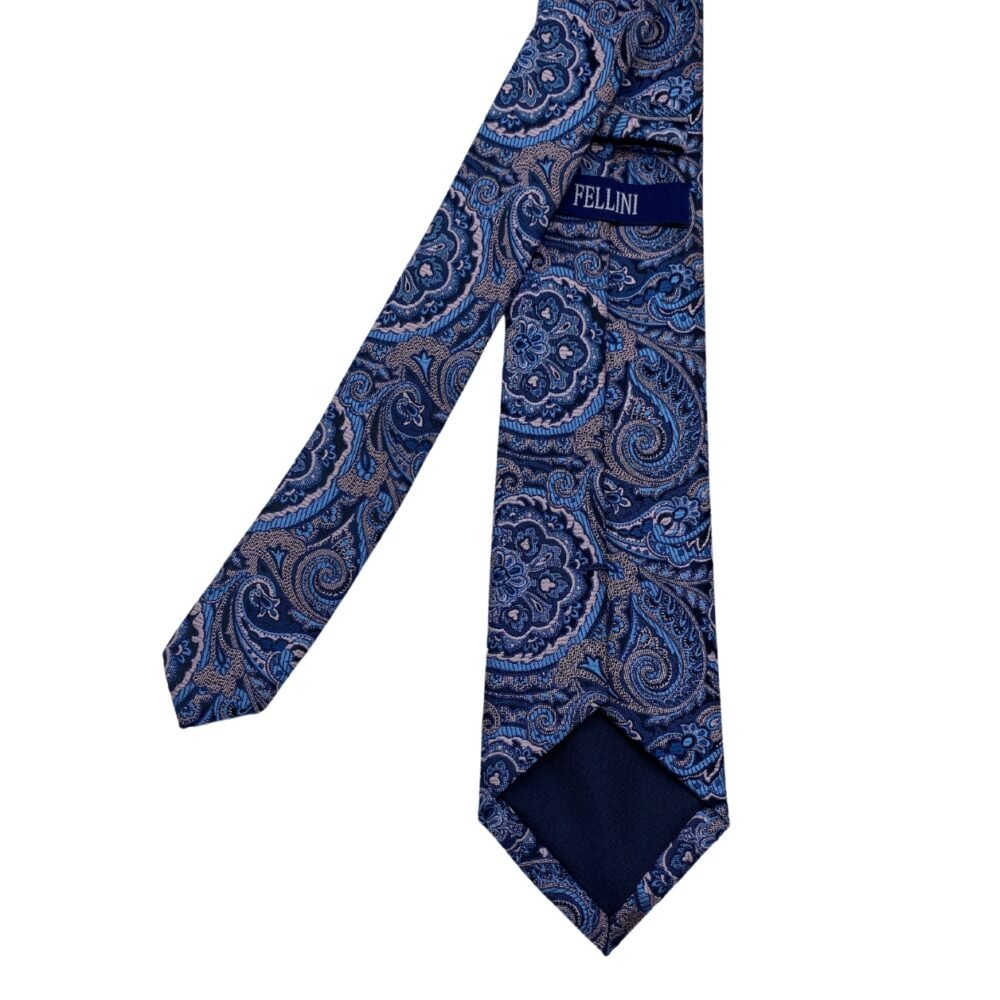 Edgy Blue Paisley Pattern Men's Tie by Fellini