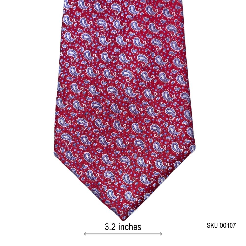 Bernard Weatherill Red Stylish Mini Blue Paisley Pattern Men's Tie