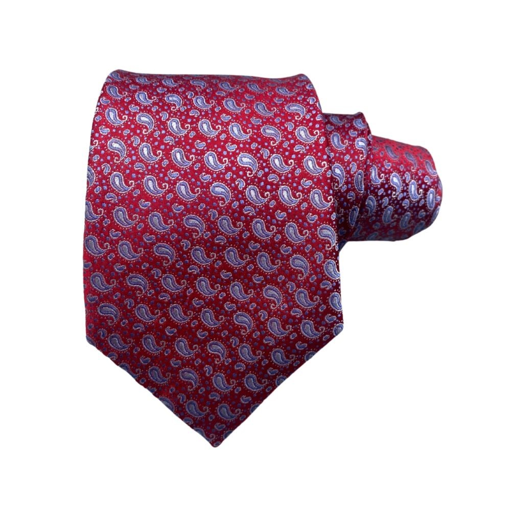 Bernard Weatherill Red Stylish Mini Blue Paisley Pattern Men's Tie