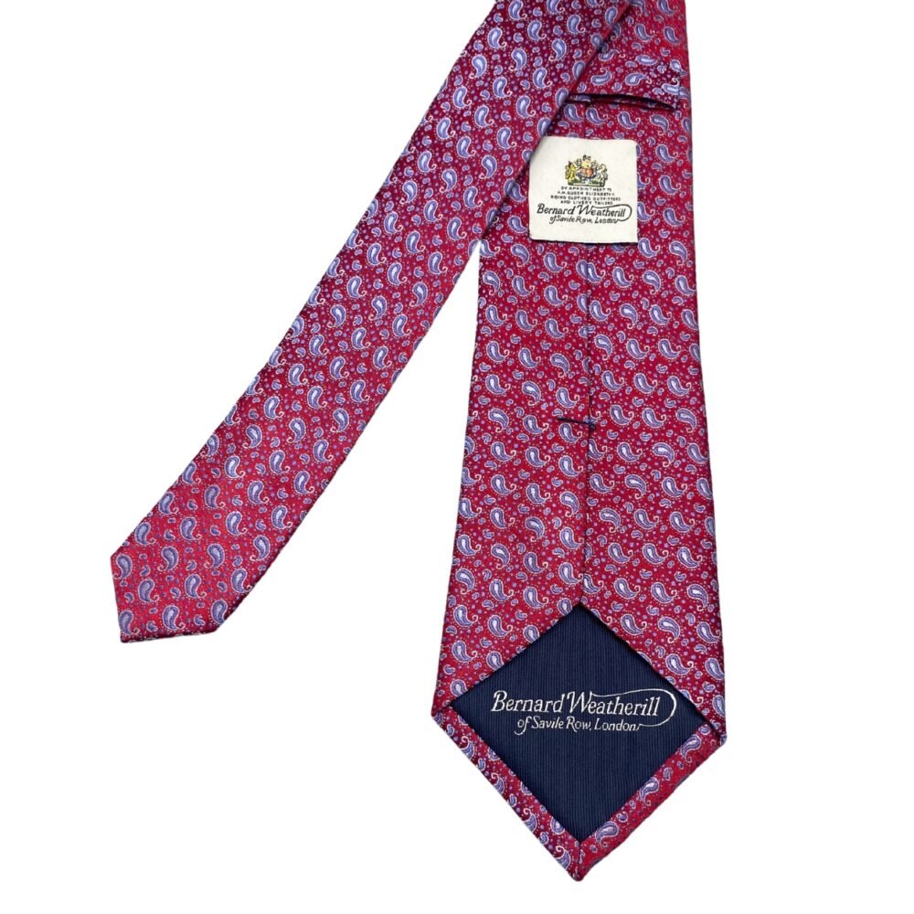 Bernard Weatherill Red Stylish Mini Blue Paisley Pattern Men's Tie