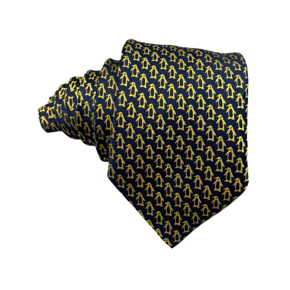 Marks & Spencer Neon Yellow Silk Penguin Print Men's Tie