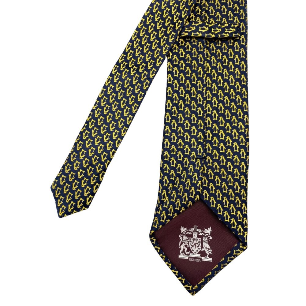 Marks & Spencer Neon Yellow Silk Penguin Print Men's Tie