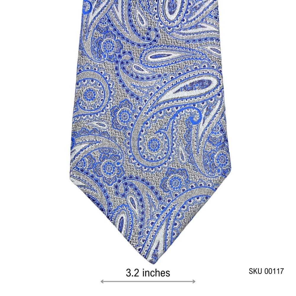 Hudson Room Refined Silk Blue Paisley Pattern Men's Tie